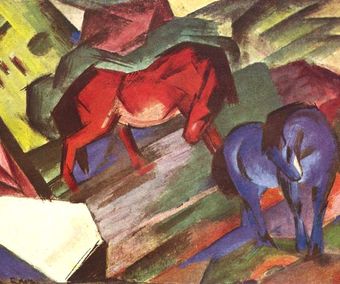 Blauw en rood paard (1912)